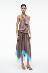 ELIRA SILK DRESS | MINK POOL