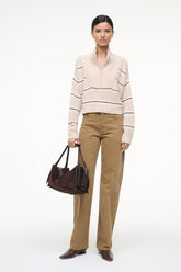 CASHMERE CROPPED HAMPTON SWEATER | WHISPER STRIPE
