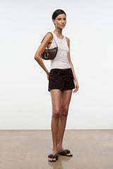 HARLOW CRESCENT SHOULDER BAG | ESPRESSO DISTRESSED