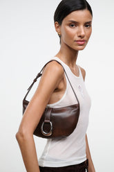 HARLOW CRESCENT SHOULDER BAG | ESPRESSO DISTRESSED