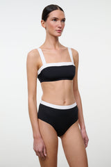 DEVON HIGH RISE BIKINI BOTTOM | BLACK WHITE