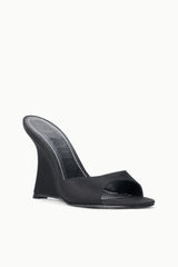 BRIGITTE HIGH WEDGE | BLACK SATIN