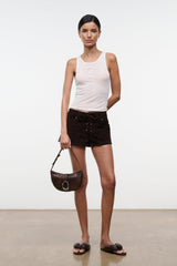 HARLOW CRESCENT SHOULDER BAG | ESPRESSO DISTRESSED